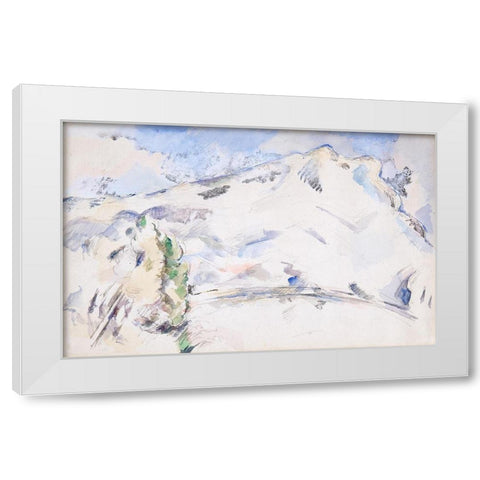 Mont Sainte-Victoire White Modern Wood Framed Art Print by Cezanne, Paul
