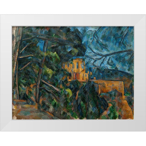Château Noir White Modern Wood Framed Art Print by Cezanne, Paul