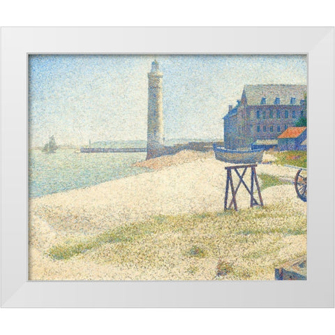 The Lighthouse at Honfleur White Modern Wood Framed Art Print by Seurat, Georges