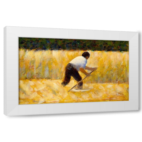 The Mower White Modern Wood Framed Art Print by Seurat, Georges