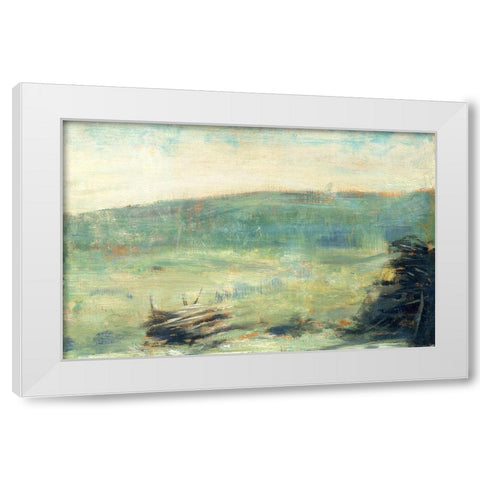 Landscape at Saint-Ouen  White Modern Wood Framed Art Print by Seurat, Georges