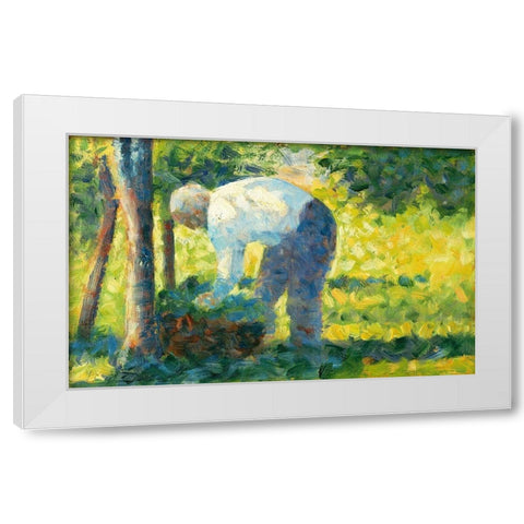 The Gardener White Modern Wood Framed Art Print by Seurat, Georges