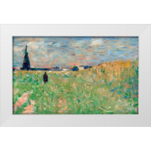 A Summer Landscape White Modern Wood Framed Art Print by Seurat, Georges