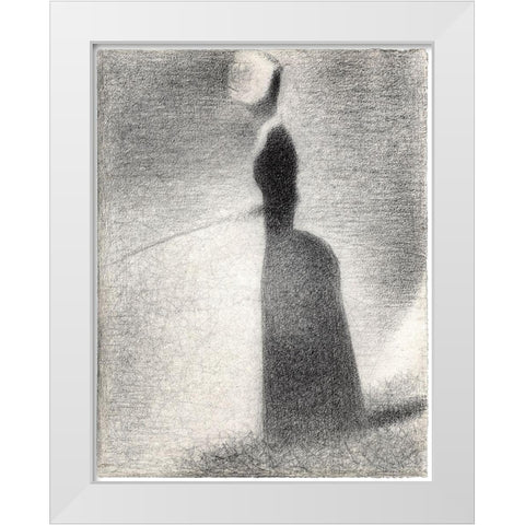 A Woman Fishing White Modern Wood Framed Art Print by Seurat, Georges