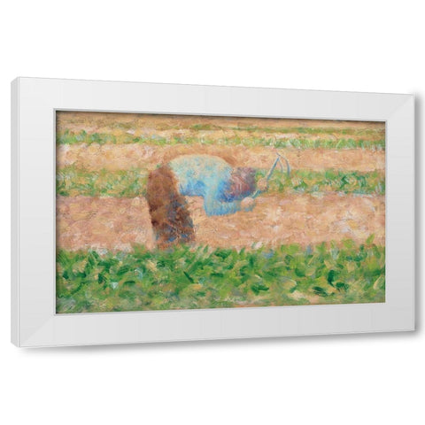 Man with a Hoe White Modern Wood Framed Art Print by Seurat, Georges