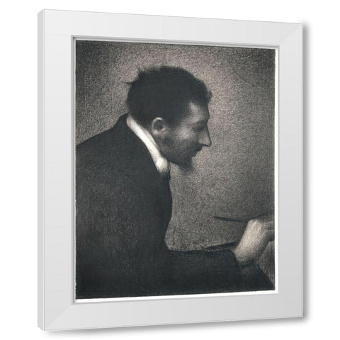 Aman-Jean, Portrait of Edmond Francois Aman-Jean White Modern Wood Framed Art Print by Seurat, Georges