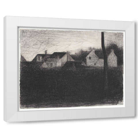 Landscape With Houses White Modern Wood Framed Art Print by Seurat, Georges
