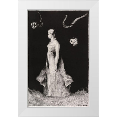 Haunting White Modern Wood Framed Art Print by Redon, Odilon