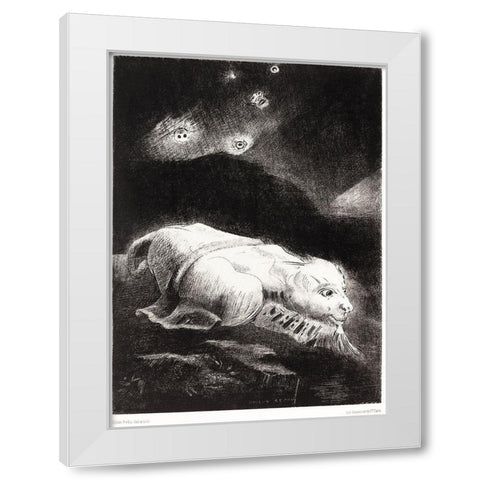 When Life Was Awakening in the Depths of Obscure Matter White Modern Wood Framed Art Print by Redon, Odilon