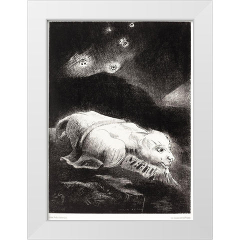 When Life Was Awakening in the Depths of Obscure Matter White Modern Wood Framed Art Print by Redon, Odilon