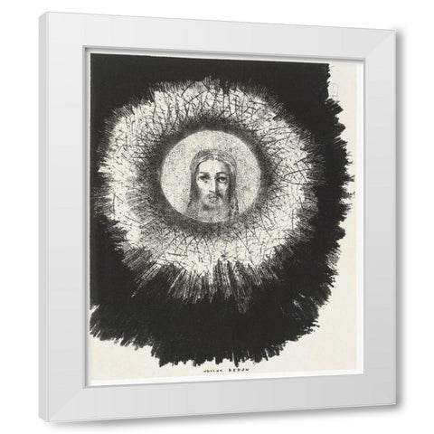 And the Face of Christ Shone in the Disk of the Sun White Modern Wood Framed Art Print by Redon, Odilon
