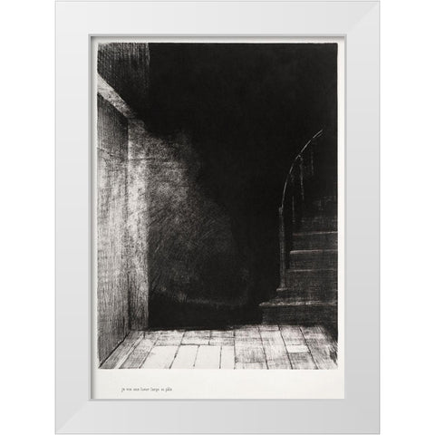 I Saw a Flash of Light. Large and Pale White Modern Wood Framed Art Print by Redon, Odilon