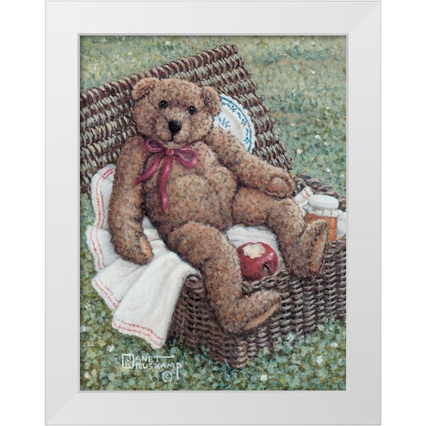 Bear in a Basket White Modern Wood Framed Art Print by Kruskamp, Janet