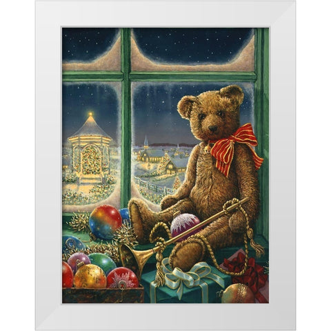 Bentley Celebrates Christmas White Modern Wood Framed Art Print by Kruskamp, Janet