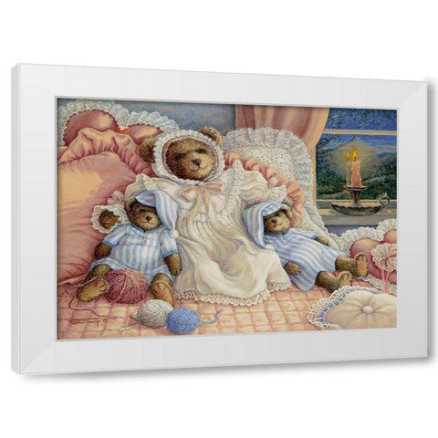 Sleepy-Time Bears White Modern Wood Framed Art Print by Kruskamp, Janet