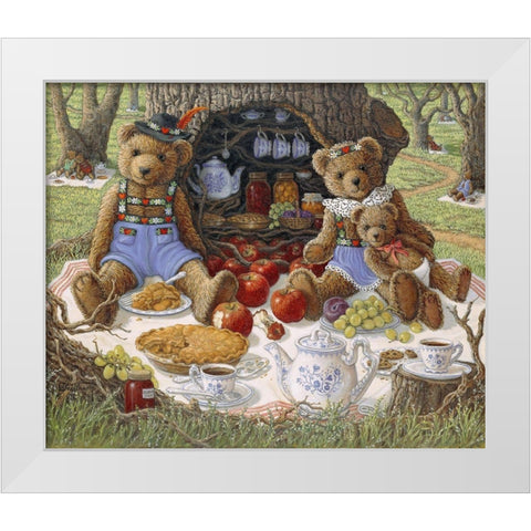 Bentleys Family Picnic White Modern Wood Framed Art Print by Kruskamp, Janet