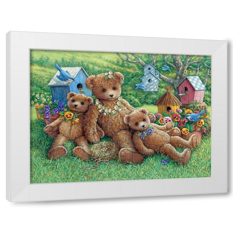 Pansy, Daisy and Viola White Modern Wood Framed Art Print by Kruskamp, Janet