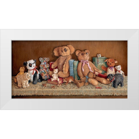 Teddy Bear Collection White Modern Wood Framed Art Print by Kruskamp, Janet
