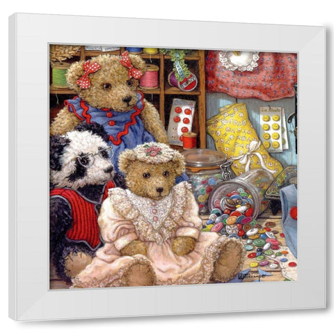 Buttons n Bears White Modern Wood Framed Art Print by Kruskamp, Janet