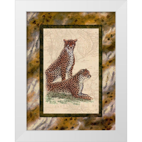 Cheetahs White Modern Wood Framed Art Print by Kruskamp, Janet