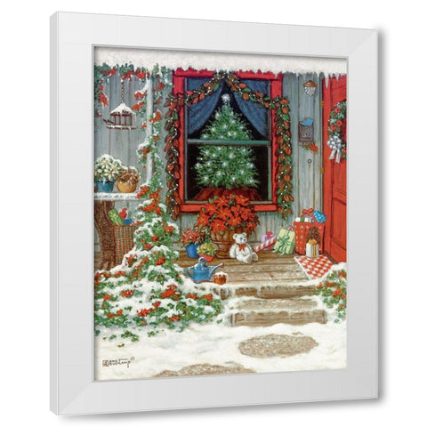 Holiday Front Porch White Modern Wood Framed Art Print by Kruskamp, Janet