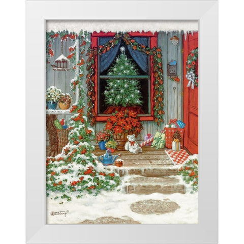 Holiday Front Porch White Modern Wood Framed Art Print by Kruskamp, Janet
