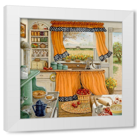 Pie Baking Day White Modern Wood Framed Art Print by Kruskamp, Janet