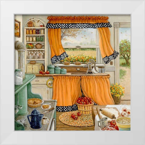 Pie Baking Day White Modern Wood Framed Art Print by Kruskamp, Janet