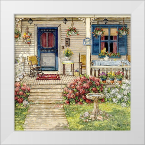 Front Porch in Maine White Modern Wood Framed Art Print by Kruskamp, Janet