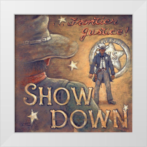Show Down White Modern Wood Framed Art Print by Kruskamp, Janet