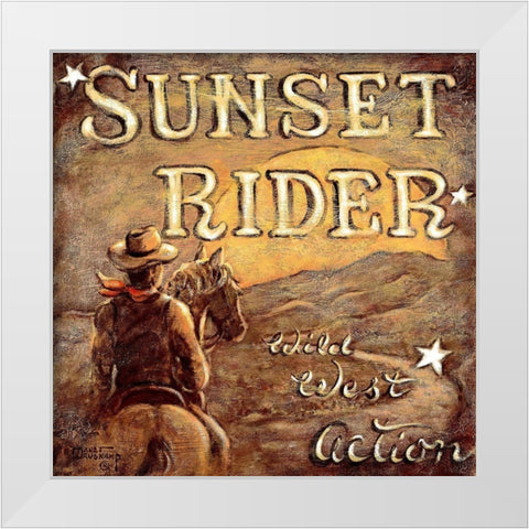 Sunset Rider White Modern Wood Framed Art Print by Kruskamp, Janet