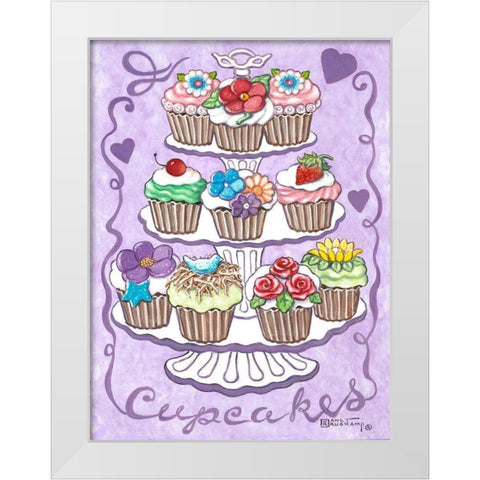 Cupcakes White Modern Wood Framed Art Print by Kruskamp, Janet