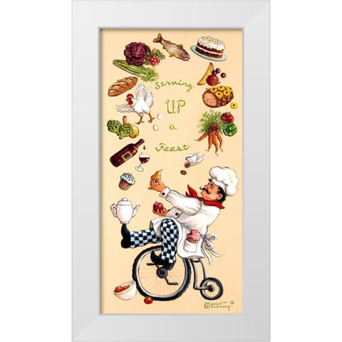 Serving Up A Feast White Modern Wood Framed Art Print by Kruskamp, Janet