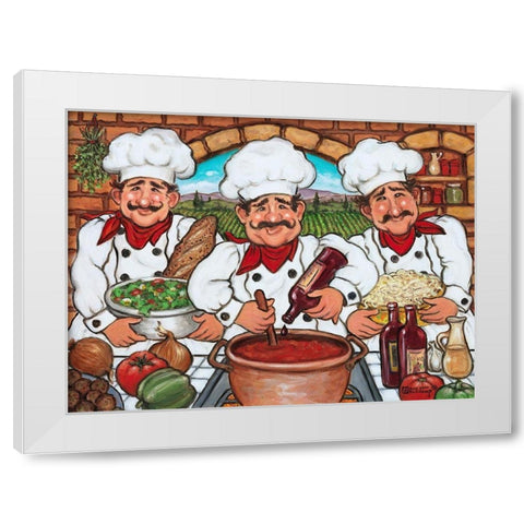 3 Happy Chefs White Modern Wood Framed Art Print by Kruskamp, Janet