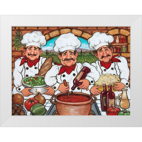 3 Happy Chefs White Modern Wood Framed Art Print by Kruskamp, Janet