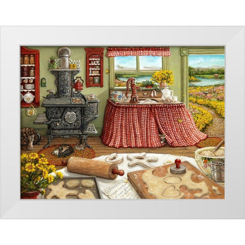 Cookie Baking Day White Modern Wood Framed Art Print by Kruskamp, Janet