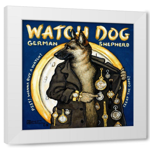 Watch Dog White Modern Wood Framed Art Print by Kruskamp, Janet