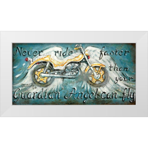 Never Ride Faster White Modern Wood Framed Art Print by Kruskamp, Janet
