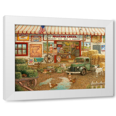Mustang Creek Feed Store White Modern Wood Framed Art Print by Kruskamp, Janet
