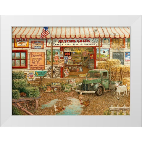 Mustang Creek Feed Store White Modern Wood Framed Art Print by Kruskamp, Janet