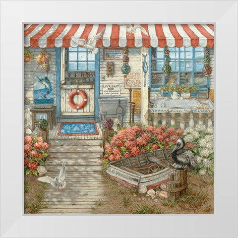 Hook, Line n Sinker White Modern Wood Framed Art Print by Kruskamp, Janet