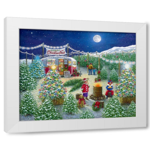 A LOT of Christmas Trees White Modern Wood Framed Art Print by Kruskamp, Janet