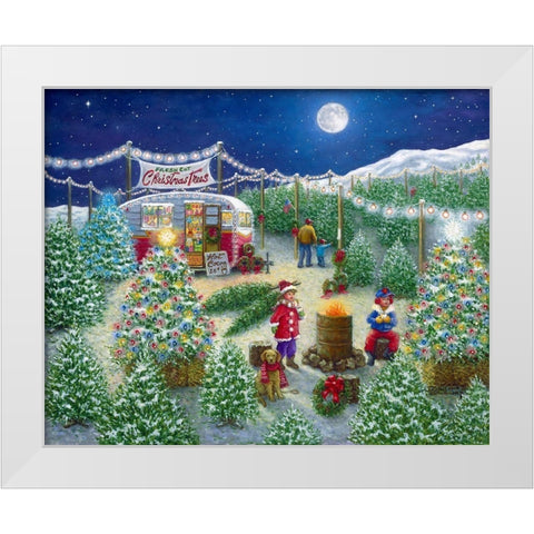 A LOT of Christmas Trees White Modern Wood Framed Art Print by Kruskamp, Janet