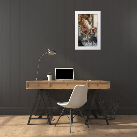 After the Bath White Modern Wood Framed Art Print by Degas, Edgar