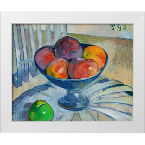 Fruit Dish on a Garden Chair White Modern Wood Framed Art Print by Gauguin, Paul