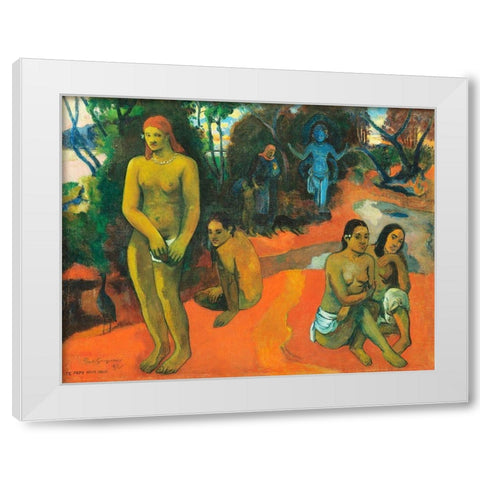 Delectable Waters White Modern Wood Framed Art Print by Gauguin, Paul