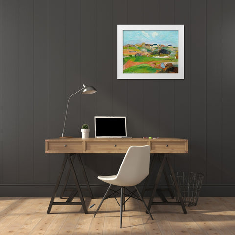 Landscape at Le Pouldu White Modern Wood Framed Art Print by Gauguin, Paul