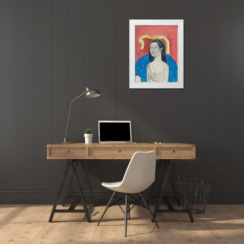 Portrait of the Artists Mother (Eve) White Modern Wood Framed Art Print by Gauguin, Paul