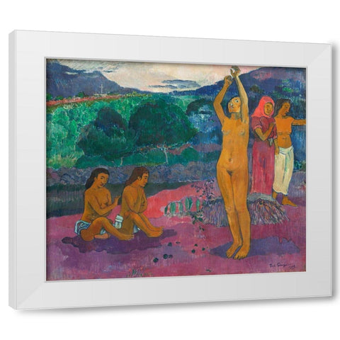 The Invocation White Modern Wood Framed Art Print by Gauguin, Paul