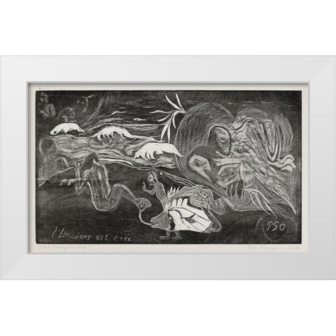 The Universe Is Being Created (Lunivers est cree), from the Noa Noa Suite White Modern Wood Framed Art Print by Gauguin, Paul